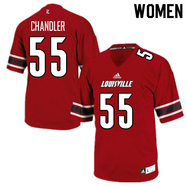Women #55 Caleb Chandler Louisville Cardinals College Football Jerseys Sale-Red - Click Image to Close